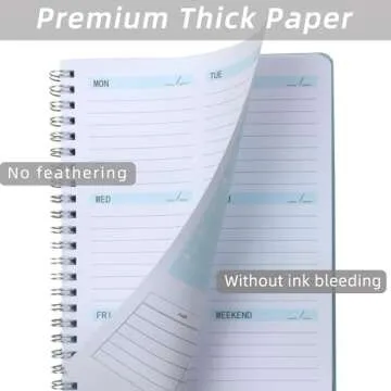 Undated Weekly Planner- Weekly Goals Notebook, A5 To Do List Planner, Habit Tracker Journal with Spiral Binding, 5.7 x 8.0 inches
