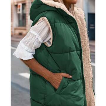 BTFBM Reversible Hooded Puffer Vest for Women