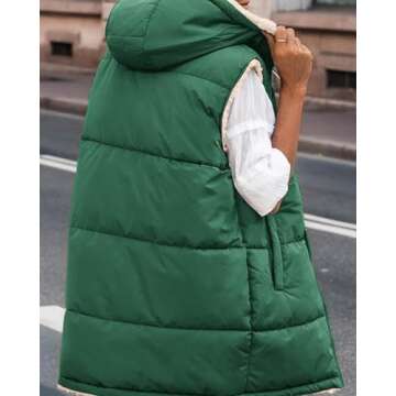 BTFBM Reversible Hooded Puffer Vest for Women