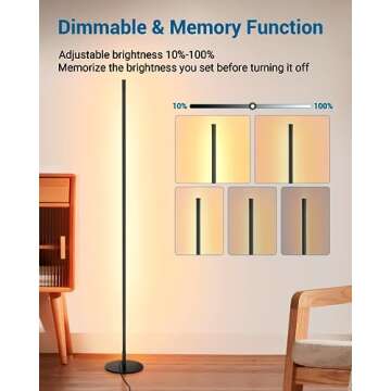 DEWENWILS LED Corner Floor Lamp, Set of 2 Modern Dimmable Mood Floor Light, 57.5" Minimalist Standin...