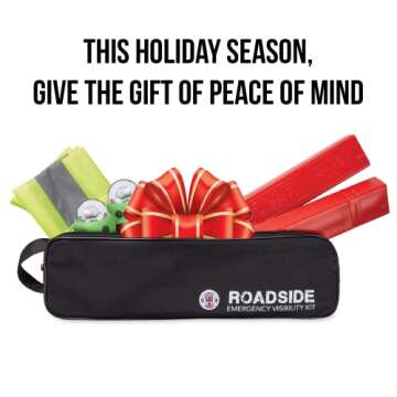 Always Prepared High-Visibility Roadside Emergency Kit for Car - Car Safety Kit w/Reflective Vest, S...