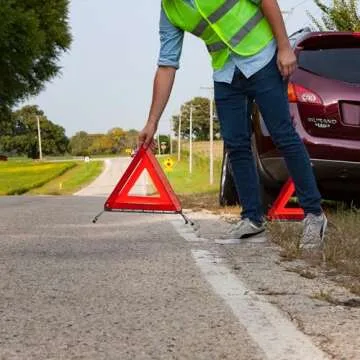Always Prepared High-Visibility Roadside Emergency Kit for Car - Car Safety Kit w/Reflective Vest, Safety Triangles & LED Light - Perfect Roadside Assistance Kit Gift for New Drivers (4 pc)