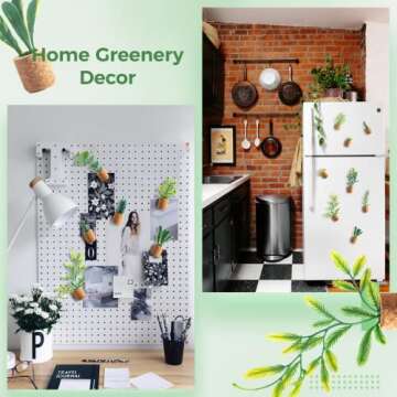 JUSTDOLIFE Plant Fridge Magnets-Mini Succulent Magnets Artificial Plants Refrigerator Magnets Potted Succulent Plants Magnet Stickers Cute for Magnet Boards Fridge Home Office Decor