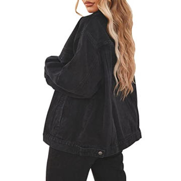 Stylish Oversized Black Denim Jacket for Women