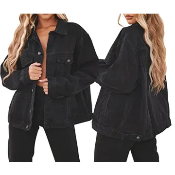 Stylish Oversized Black Denim Jacket for Women