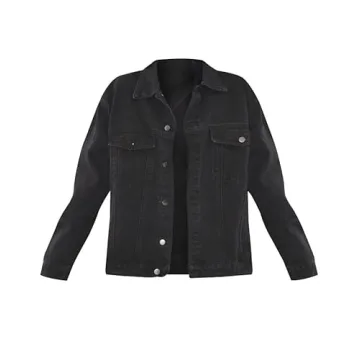 Stylish Oversized Black Denim Jacket for Women