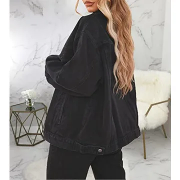 Stylish Oversized Black Denim Jacket for Women