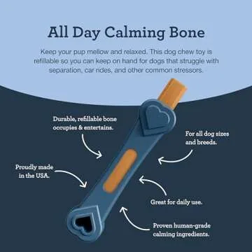 Kradle All Day Calming Bone - Interactive Dog Toy with Calming Chews - Stress Relief Support Toy for...
