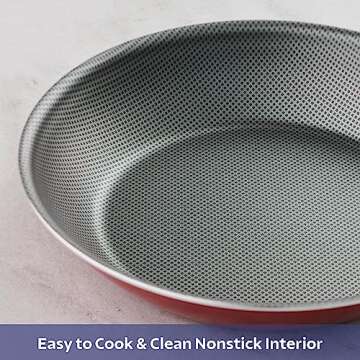 Tramontina 18 Piece Nonstick Cookware Set - Red - Aluminum Construction, Dishwasher Safe, Compatible with Gas, Electric, Ceramic Cooktops - Includes Sauté Pans, Griddle, Dutch Oven, Cooking Utensils