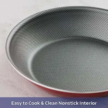 Tramontina 18 Piece Nonstick Cookware Set - Red - Aluminum Construction, Dishwasher Safe, Compatible with Gas, Electric, Ceramic Cooktops - Includes Sauté Pans, Griddle, Dutch Oven, Cooking Utensils