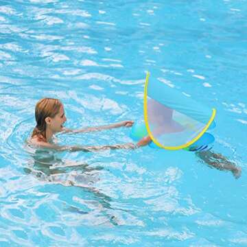 Free Swimming Baby Infant Pool Float with Sun Canopy Inflatable Baby Swimming Floatie with Sponge Safety Bottom Support Water Toys Swimming Trainer (Blue, X-Large)