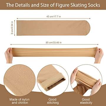 SATINIOR 3 Pairs Ice Skating Socks Roller Skating Socks High Tight Knee Nylon Roller Skate Sock Wome...