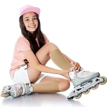 SATINIOR 3 Pairs Ice Skating Socks Roller Skating Socks High Tight Knee Nylon Roller Skate Sock Women Girl(Nude Color)