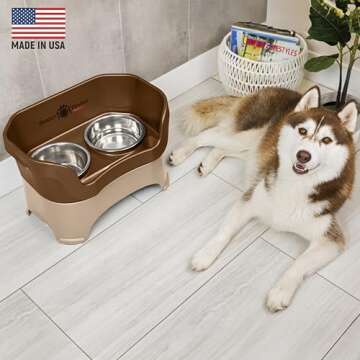 Neater Feeder Deluxe Mess Proof Dog Bowls Elevated for Large Breed – Made in USA – No Spill Rais...