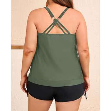 Aqua Eve Plus Size Tankini with Shorts Two Piece Swimsuits for Women Blouson Tummy Control Bathing S...