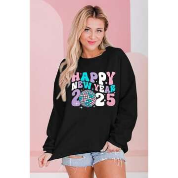 2025 Happy New Year Sweatshirt for Women - Cozy Style