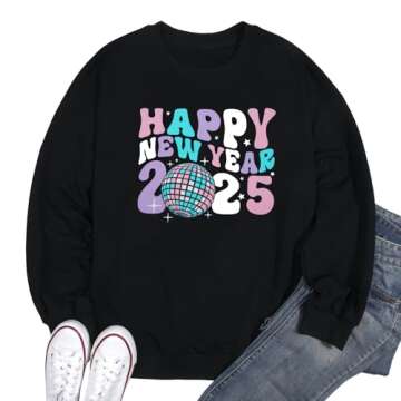 2025 Happy New Year Sweatshirt for Women - Cozy Style