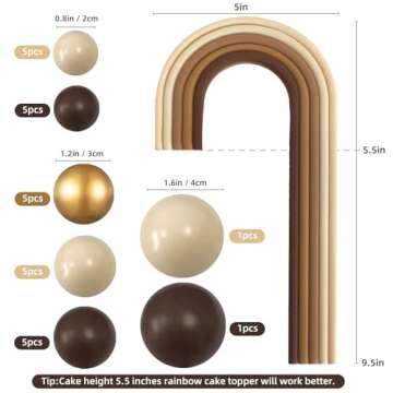 Rainbow Cake Toppers Colorful Balls Bear Cake Decorations for Wedding Baby Shower Girls Boys Birthda...