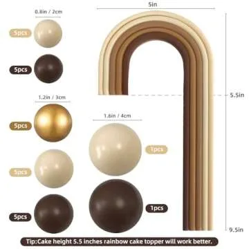 Rainbow Cake Toppers Colorful Balls Bear Cake Decorations for Wedding Baby Shower Girls Boys Birthda...