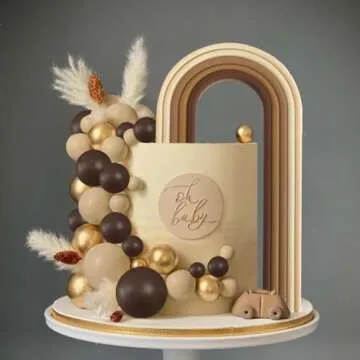 Rainbow Cake Toppers Colorful Balls Bear Cake Decorations for Wedding Baby Shower Girls Boys Birthday Party Supplies (Brown)