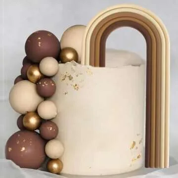 Rainbow Cake Toppers Colorful Balls Bear Cake Decorations for Wedding Baby Shower Girls Boys Birthday Party Supplies (Brown)