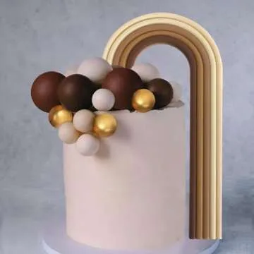 Rainbow Cake Toppers Colorful Balls Bear Cake Decorations for Wedding Baby Shower Girls Boys Birthday Party Supplies (Brown)