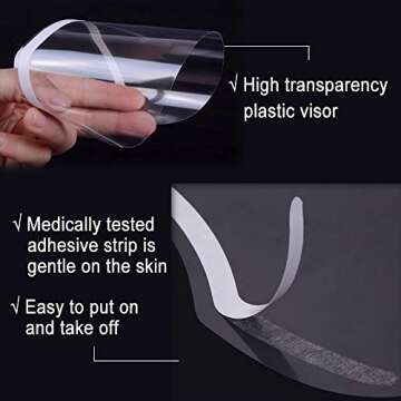 LWBTOSEE Clear Disposable Face Shield, for Shower Haircut Hairspray and Eyelash Extensions Eyebrow Eye Eyelid Surgery Aftercare (50 PCS)