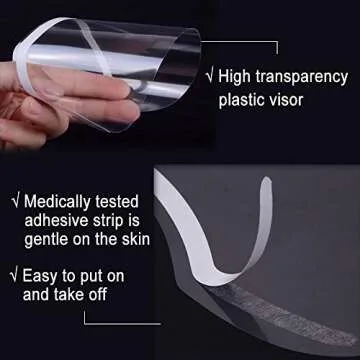 LWBTOSEE Clear Disposable Face Shield, for Shower Haircut Hairspray and Eyelash Extensions Eyebrow Eye Eyelid Surgery Aftercare (50 PCS)