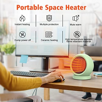 Coolfor Space Heater Efficient PTC Ceramic Heater Green