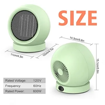 Coolfor Space Heater Efficient PTC Ceramic Heater Green