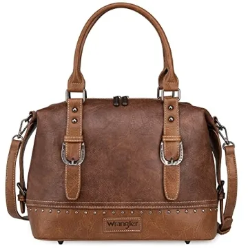 Wrangler Doctor Bag Top Handle Purse Hobo Shoulder Satchel Handbags - Elegant Crazy Horse Leather