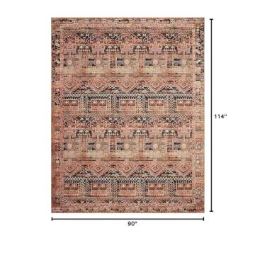 Loloi Layla Collection, LAY-14 Mocha/Blush 7'-6" x 9'-6" .13" Thick, Area Rug, Soft, Durable, Vintag...