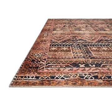 Loloi Layla Collection, LAY-14 Mocha/Blush 7'-6" x 9'-6" .13" Thick, Area Rug, Soft, Durable, Vintage Inspired, Distressed, Low Pile, Non-Shedding, Easy Clean, Printed, Living Room Rug