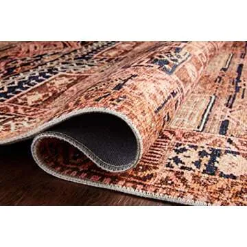 Loloi Layla Collection, LAY-14 Mocha/Blush 7'-6" x 9'-6" .13" Thick, Area Rug, Soft, Durable, Vintage Inspired, Distressed, Low Pile, Non-Shedding, Easy Clean, Printed, Living Room Rug
