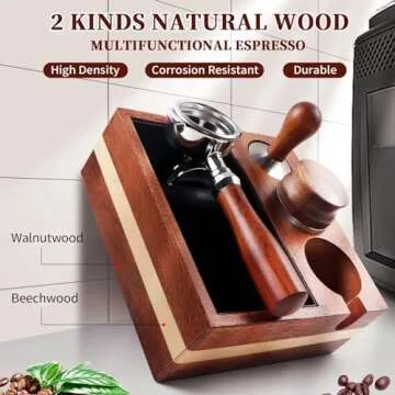 Kmise Natural Walnut Espresso Accessories Organizer Box with Tamper Holder and Knock Box