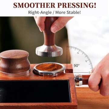 Kmise Natural Walnut Espresso Accessories Organizer Box Fits Espresso Distributor,Tamping Station Base,Tamper Holder-1.5L Coffee Grounds Box (51/54MM)