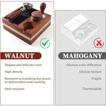 Kmise Natural Walnut Espresso Accessories Organizer Box Fits Espresso Distributor,Tamping Station Base,Tamper Holder-1.5L Coffee Grounds Box (51/54MM)