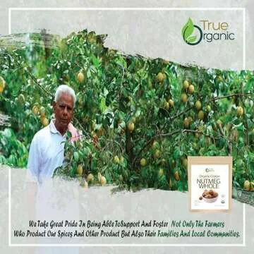 True Organic Ceylon Nutmeg Whole - Premium USDA Certified