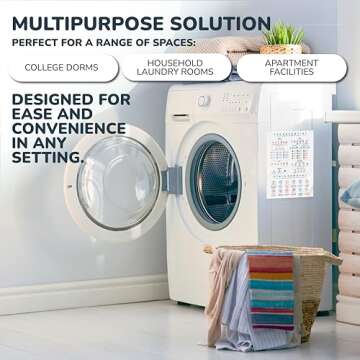 Laundry Symbol Guide Magnet with Symbols Care Instructions Chart | Guide for Washing, Drying, Ironing, and Dry Cleaning | Laundry Room and Dorm, & Home Decor Sign