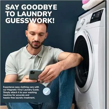 Laundry Symbol Guide Magnet with Symbols Care Instructions Chart | Guide for Washing, Drying, Ironing, and Dry Cleaning | Laundry Room and Dorm, & Home Decor Sign