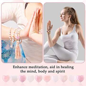 Gerrii 50 Pcs Heart Healing Stone Bulk Quartz Heart Inspirational Stones Valentines Day Gift for Women Love Pocket Polished Natural Energy Balancing Meditation 0.8 Inch (Rose Pink)