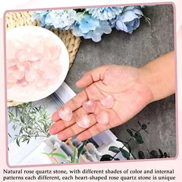 Gerrii 50 Pcs Heart Healing Stone Bulk Quartz Heart Inspirational Stones Valentines Day Gift for Women Love Pocket Polished Natural Energy Balancing Meditation 0.8 Inch (Rose Pink)
