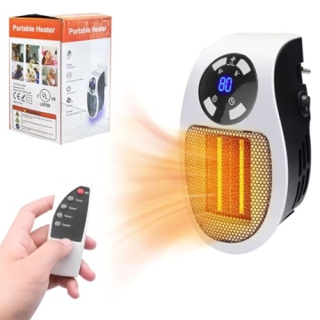 Portable Plug in Heater, 500W Small Electric Heater with Overheat Protection, Adjustable Electronic ...