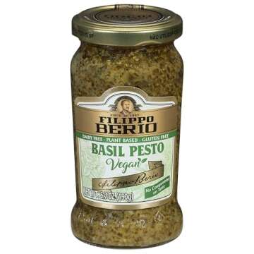 Filippo Berio Vegan Basil Pesto, Authentic Italian Flavor, 6.7 oz Glass Jar