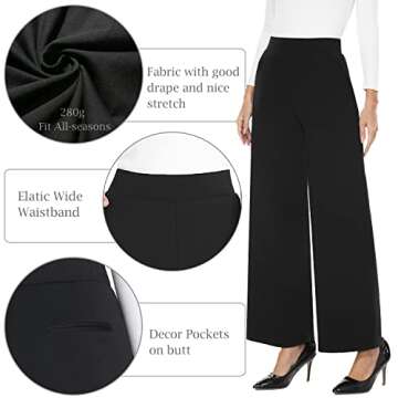 MISS MOLY Wide Leg Pants for Women Business Long Palazzo Pants Trousers Dress Pants Black XL