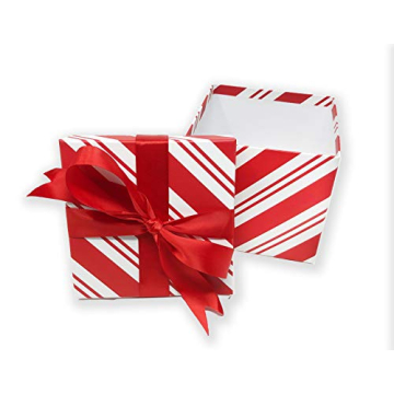 Nesting Christmas Gift Boxes 3-Pc Candy Cane Stripe Set