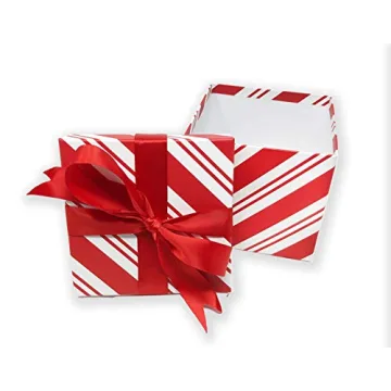 Nesting Christmas Gift Boxes 3-Pc Candy Cane Stripe Set