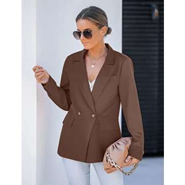 luvamia Women Casual Long Sleeve Lapel Oversized Work Blazer Boyfriend Jacket Friar Brown Blazers for Women Casual Jackets for Women Spring Blazers for Women Size Medium Fits Size 8 / Size 10