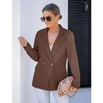 luvamia Women Casual Long Sleeve Lapel Oversized Work Blazer Boyfriend Jacket Friar Brown Blazers for Women Casual Jackets for Women Spring Blazers for Women Size Medium Fits Size 8 / Size 10
