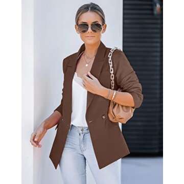 luvamia Women Casual Long Sleeve Lapel Oversized Work Blazer Boyfriend Jacket Friar Brown Blazers for Women Casual Jackets for Women Spring Blazers for Women Size Medium Fits Size 8 / Size 10